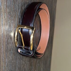 Johnston & Murphy Dark Brown Leather Belt with Gold Buckle